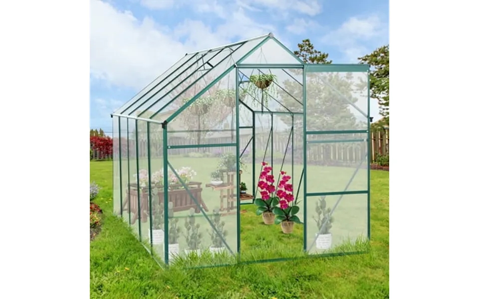 Outdoor Garden Greenhouse Walk In Polycarbonate Greenhouse 6 X 10 Greenhouse With Sliding Door And Rain Gutter Aluminum