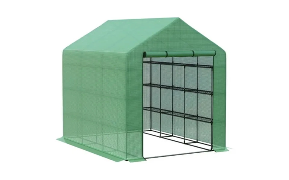 Outdoor Greenhouse With 18 Shelves And Roll-up Zipper Door Portable Walk-in Greenhouse Garden Tent