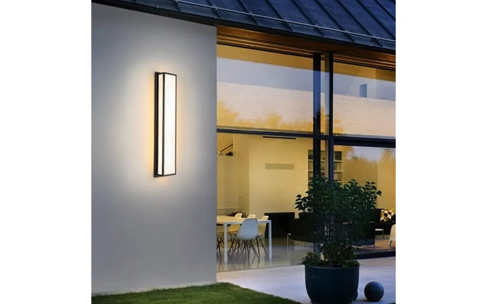 Outdoor Wall Sconce 24w Modern Wall Lights Rectangle Exterior Light Fixture Black Led Porch Lighting With Marble Texture