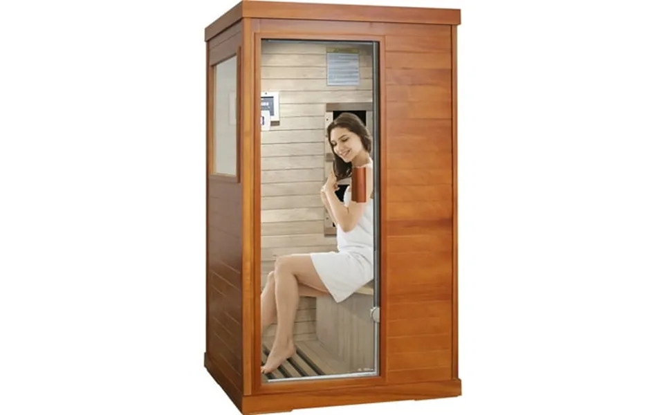 Outexer Saunas Home Sauna Indoor African Okoume Sauna 1 Person Low Emf Far Infrared Sauna With Bluetooth Speaker Reading