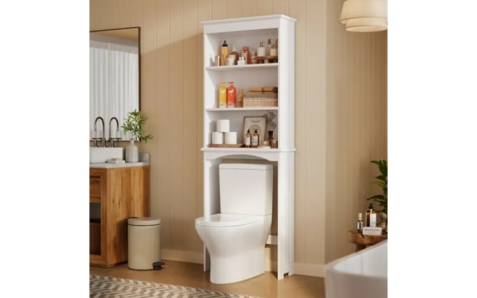 Over The Toilet Storage Cabinet Asofer Bathroom Space Saver Organizer Above Toilet With 3 Large Adjustable Shelf Cream W