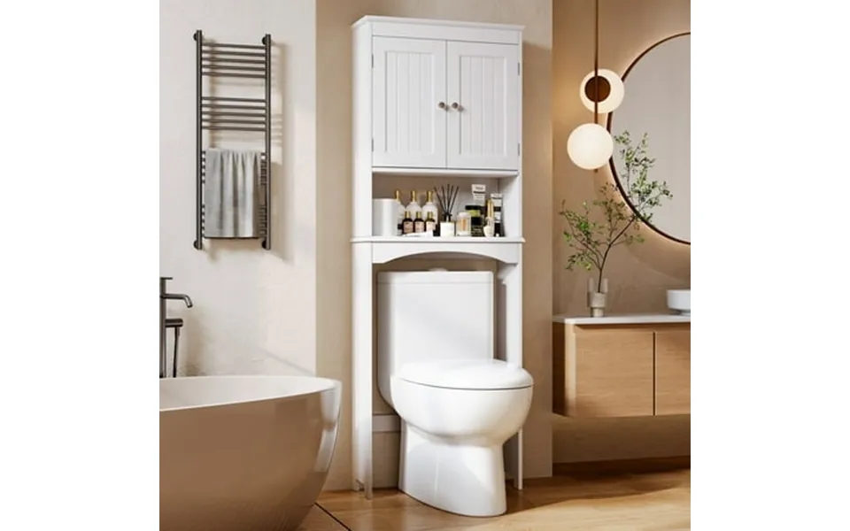 Over The Toilet Storage Cabinet Asofer Bathroom Space Saver Organizer Above Toilet With Adjustable Shelf & 2 Doors White