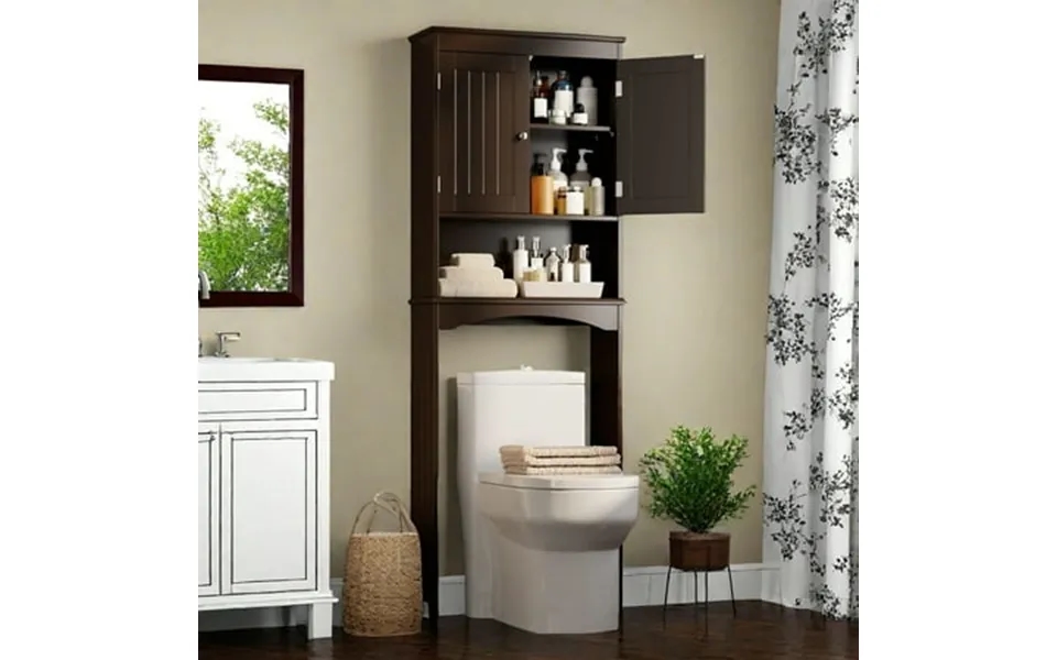 Over The Toilet Storage Cabinet Bathroom Organizers And Storage With Adjustable Shelf Dark Brown