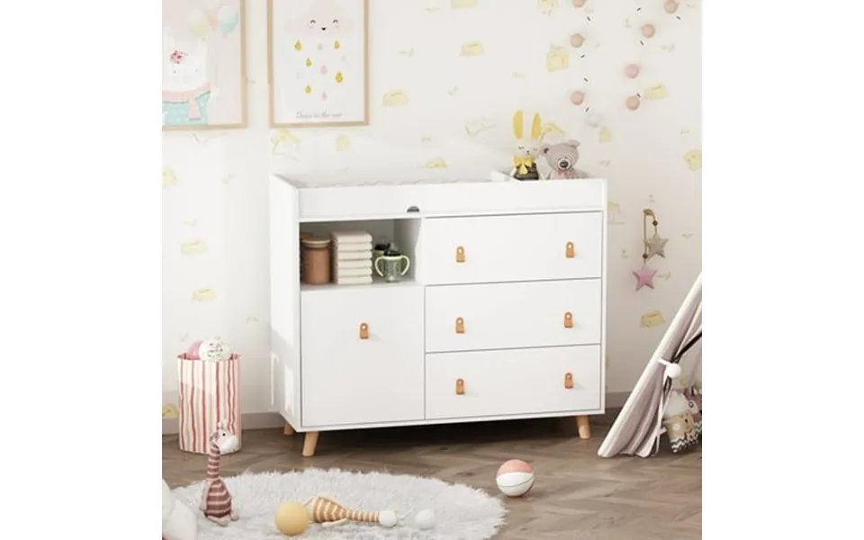 Oxylife Baby Nursery Changing Table Dresser With 3 Drawers And Shelf For Nursery Room White