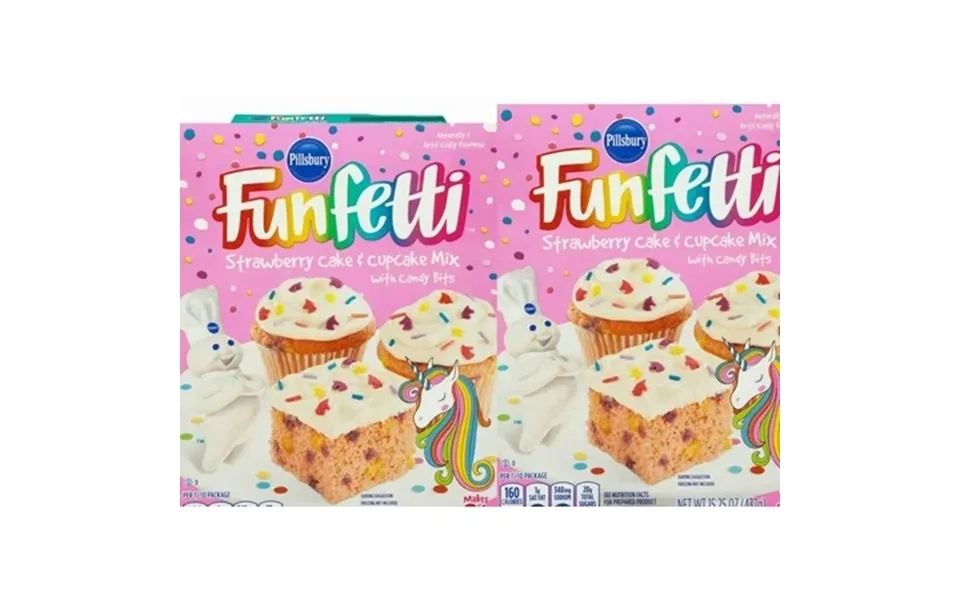Pack Of 2 Funfetti Strawberry Cake Mix With Candy Bits 15.25 Oz Box