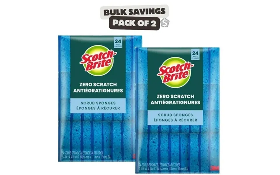 Pack Of 2 - Scotch-brite Zero Scratch Sponges 24 Ct Each