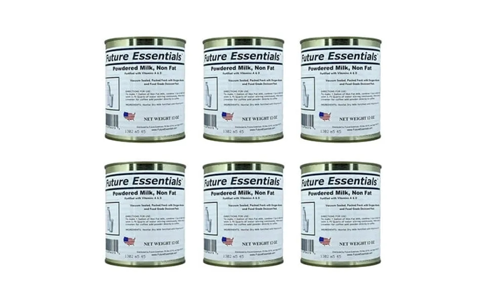 Pack Of 6 Cans Future Essentials Long Shelf Life Emergency Food Canned Powdered Non Fat Milk 12oz Can