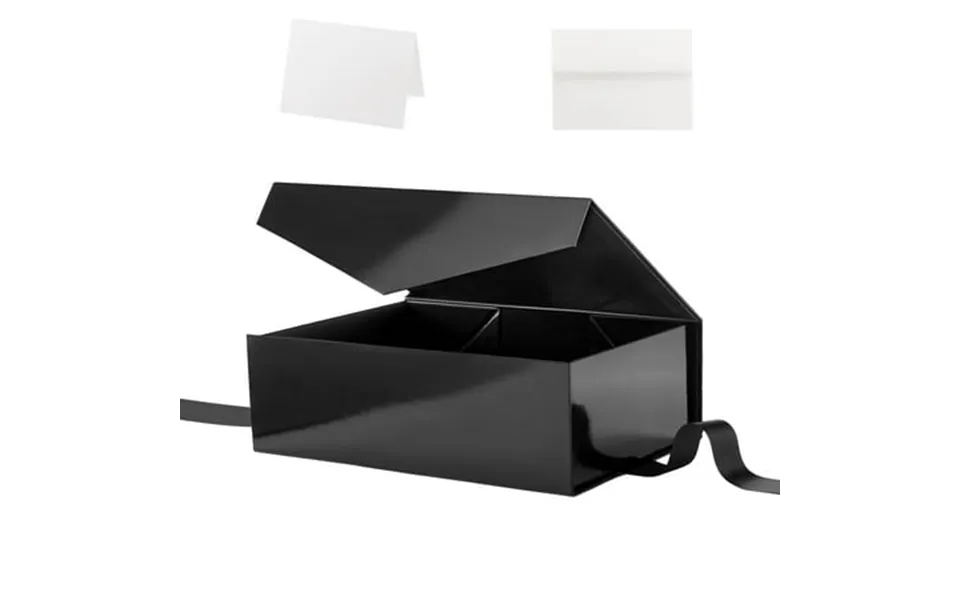 Packhome Gift Box With Lid For Presents 11.5x8.1x3.8 Inches Black Magnetic Large Gift Box With Ribbon