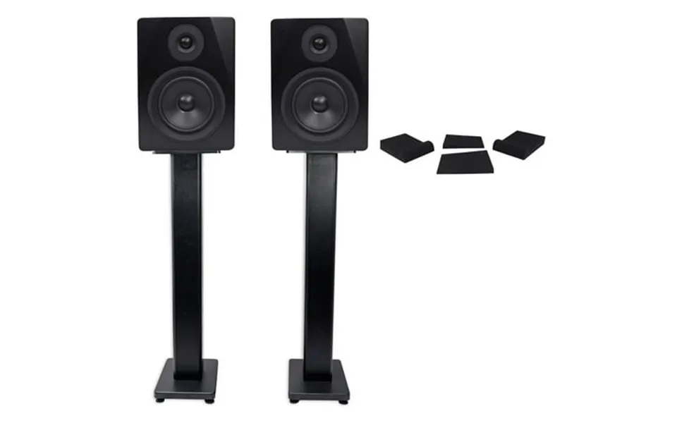 Pair Rockville Apm5b 5.25 2-way 250w Powered Usb Studio Monitors Stands Pads