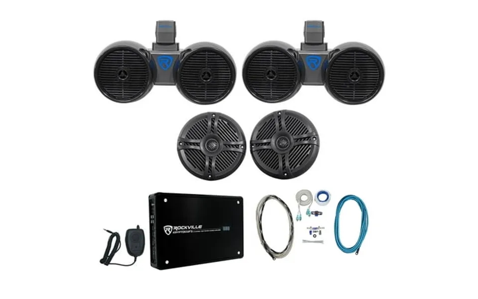 Pair Rockville Dual 6.5 Wakeboards 2 6.5 Speakers 4-channel Amplifier Amp Kit