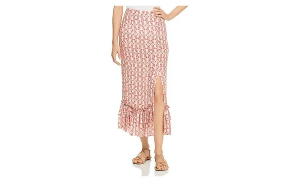 Palomablue Womens Pink Slitted Floral Midi Ruffled Skirt Size M