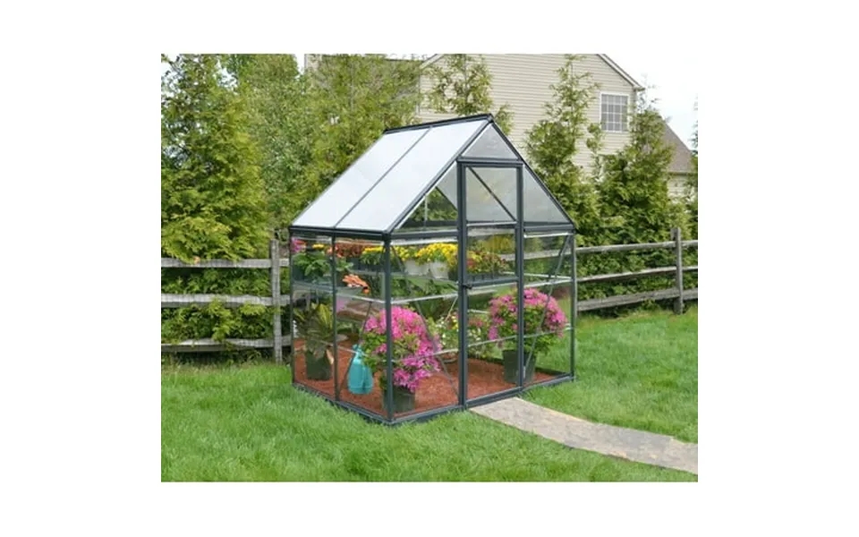 Palram - Canopia Hybrid 6 X 4 Polycarbonate Aluminum Walk-in Greenhouse Gray