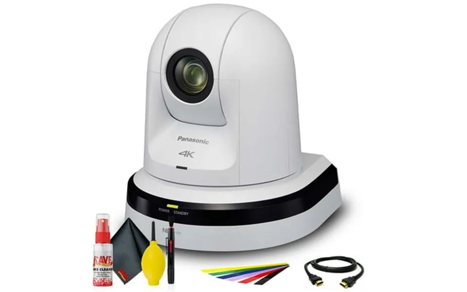 Panasonic Full-hd 20x Ptz 3gsdi Camera White Aw-he42wpj Deluxe Cleaning Set Hdmi Cable Straps -base Bundle