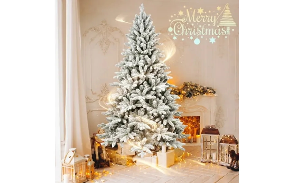 Paproos 7ft Snow Flocked Christmas Trees Artificial Christmas Tree With Lush 1100 Branches Tips Christmas Decor Hinged F