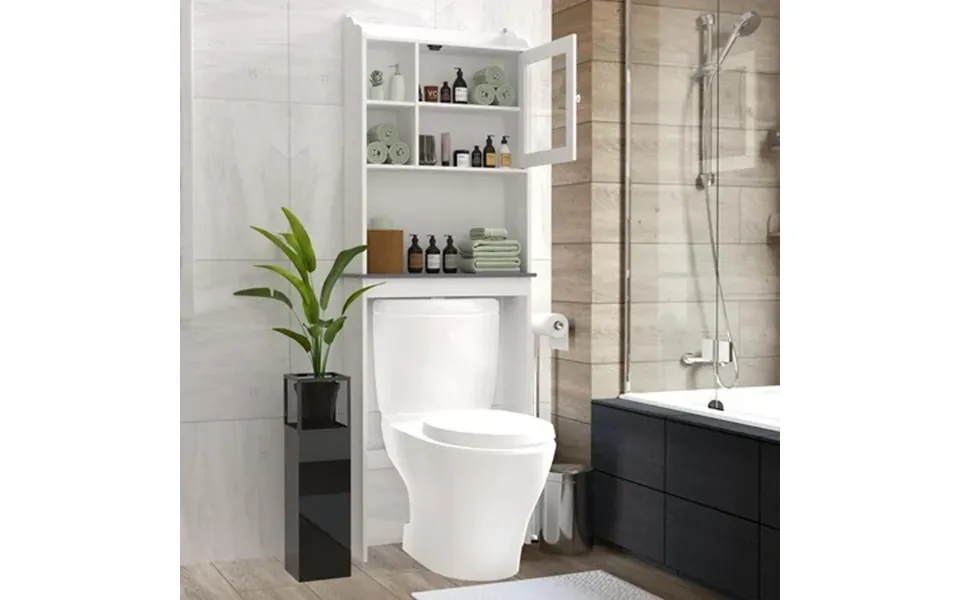 Paproos Over The Toilet Storage Cabinet Bathroom Space Saver Organizer Above Toilet With Adjustable Shelf And Door White