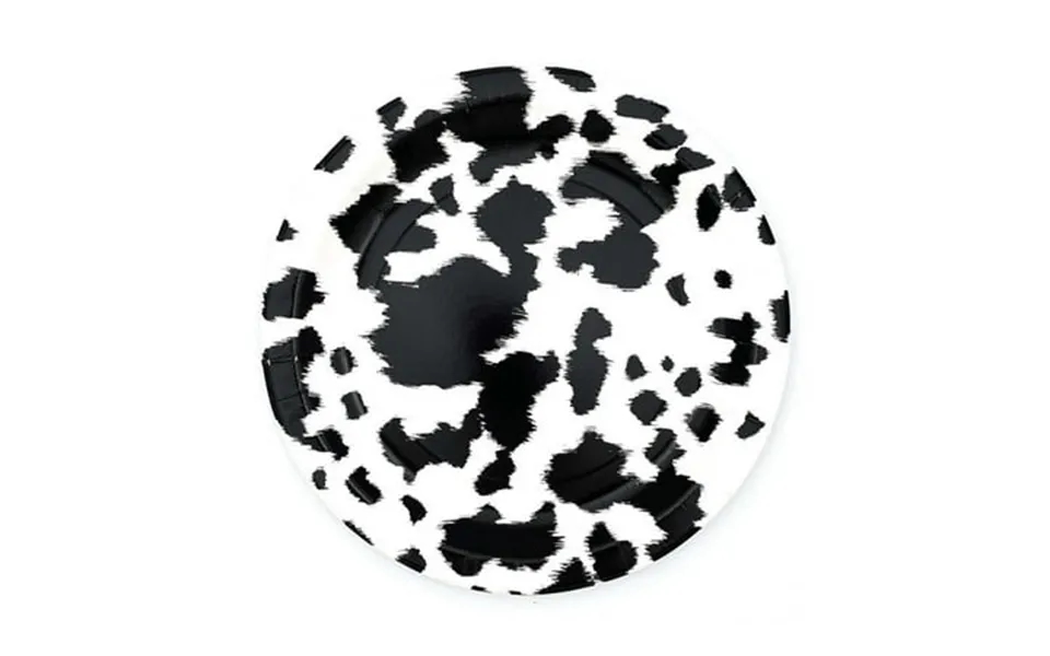 Party West Paper Goods Black Cowhide Dinner Plate 8 Set