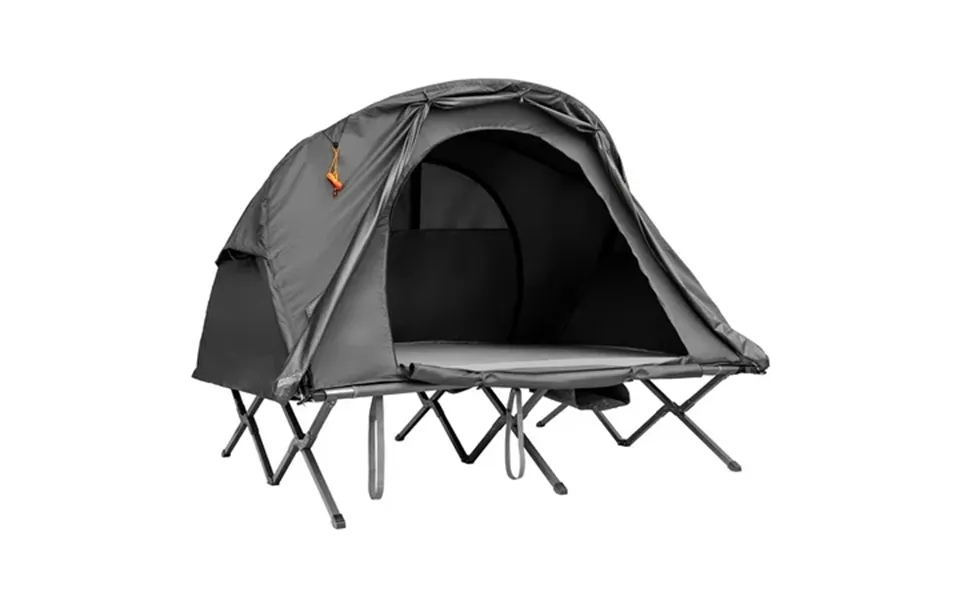 Patiojoy 2-person Folding Camping Tent Cot Outdoor Elevated Tent W External Cover Gray