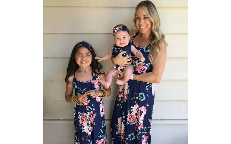 Patpat Family Matching Dresses Blue Baby Girl 12-18 Months Dark Blue Floral Print Matching Maxi Sling Dresses