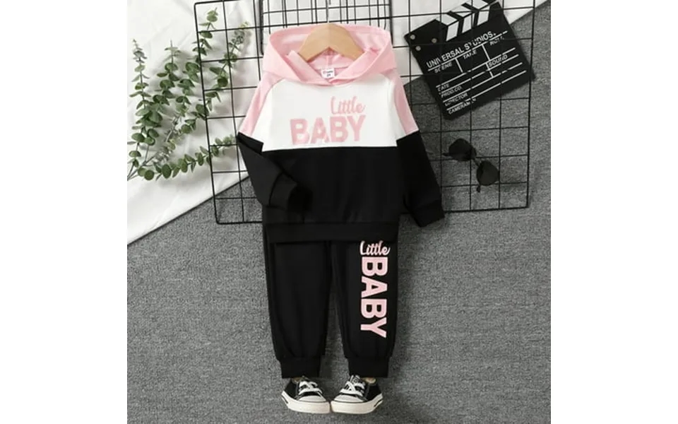 Patpat Toddler Clothes Toddler Boy Girl Letter Pattern Fabric Stitching Hooded Set