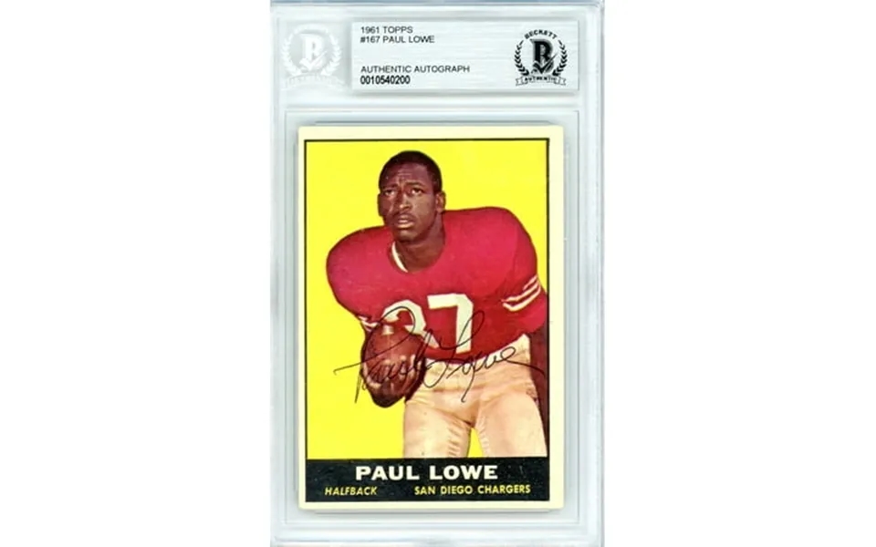 Paul Lowe Autographed 1961 Topps Card 167 San Diego Chargers Beckett Bas 10540200