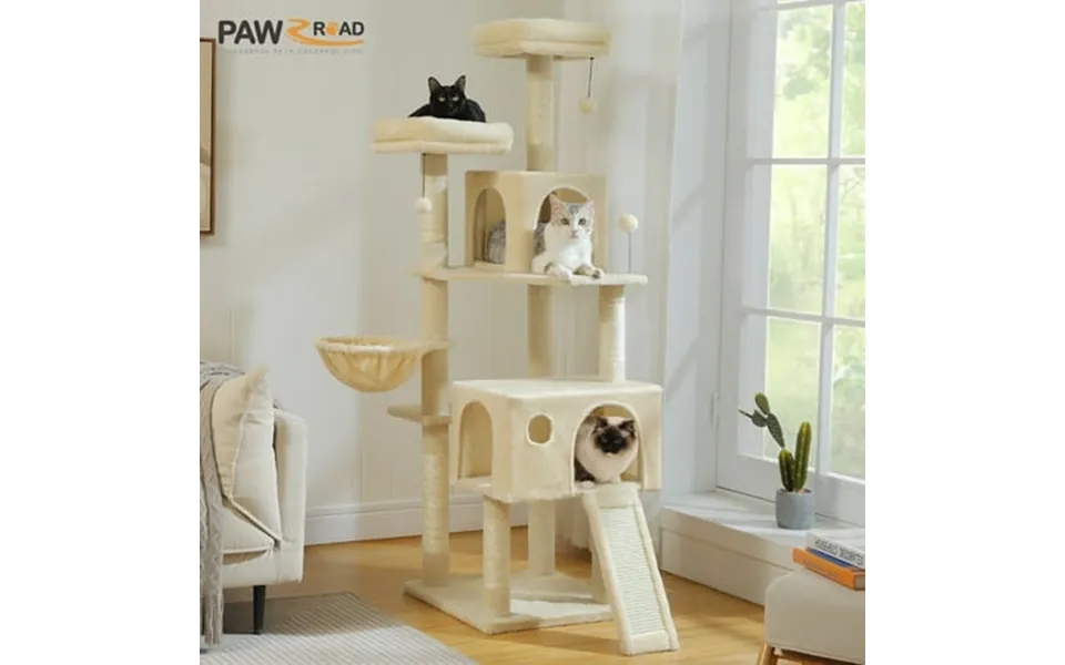 Pawz Road 64 Cat Tree Tower Large Scratching Posts Tower For Bigger Cats Beige