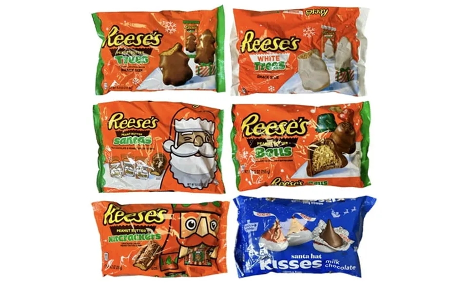 Peanut Butter Cup Christmas Themed Candy Nutcracker Santa Bells Trees And Santa Hat Kisses Over 3 Lb