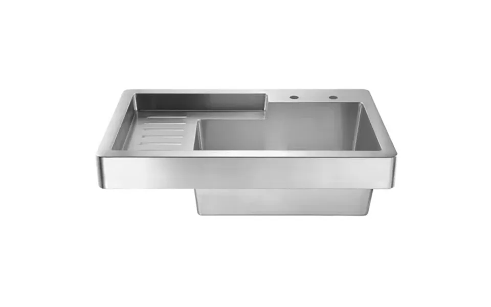Pearlhaus Brushed Stainless Steel Single Bowl Drop In Utility Sink With Drainboard