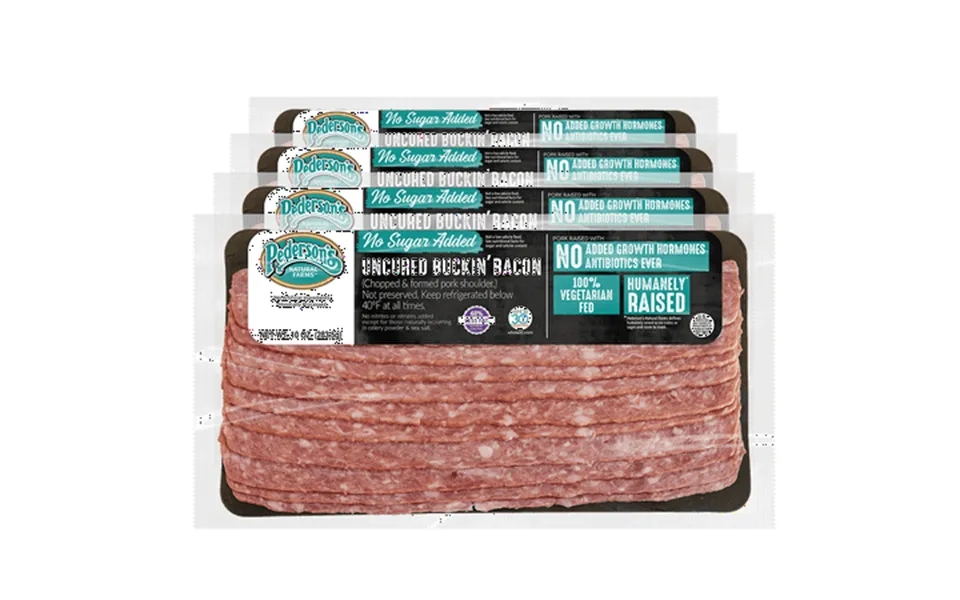 Pederson S Farms Uncured No Sugar Pork Buckin Bacon Chopped And Formed 4 Packages 10 Oz