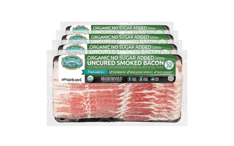 Pedersons Farms Organic No Sugar Added Uncured Smoked Bacon 4 Packages 8 Ounces Each