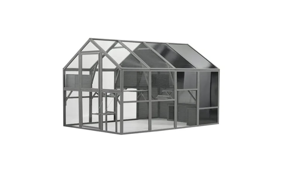 Pefilos 108.7 Large Outdoor Cat Cage Wood Catio Enclosure For Multiple Kitten Cat Shelter With Bouncy Bridge Platforms S