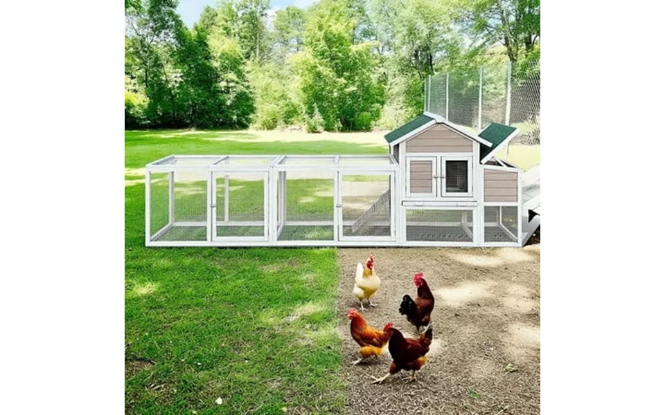 Pefilos 112 Large Outdoor Wooden Chicken Coop With Run Slide-out Tray Rabbit Hutch Poultry Cage Hen House With Nest Box