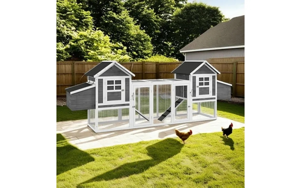 Pefilos 124 Outdoor Large Chicken Coop Rabbit Hutch Guinea Pig Hutch For Indoor Asphalt Slab Roof Pet Cages Gray