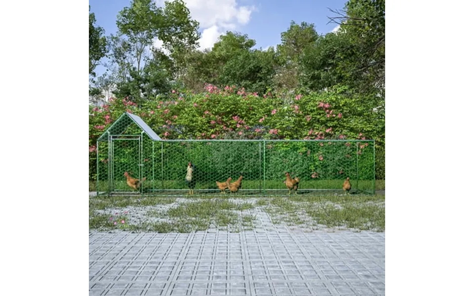 Pefilos 196 Large Metal Outdoor Rabbit Hutch Run Weatherproof Roof Chicken Coop Uv Resistant Backyard Hen House Poultry