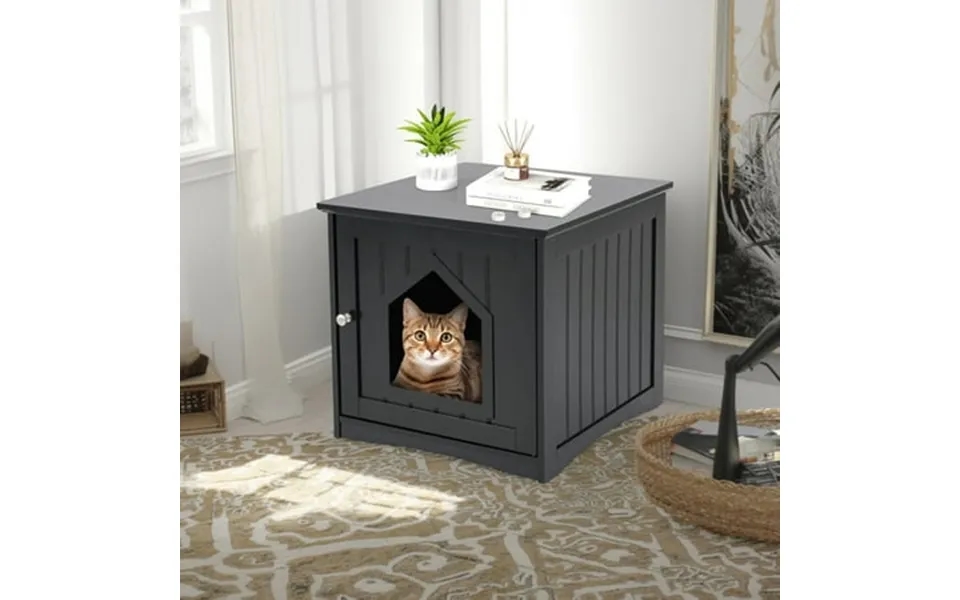 Pefilos 20 Cat House Covered For Indoor Hidden Crate Litter Box Enclosure Hooded Cats Furniture Cabinet Kitty Washroom B