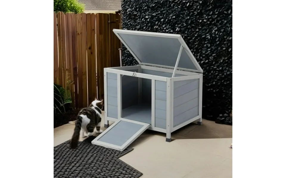 Pefilos 23 Outdoor Wood Cat House With Weatherproof Openable Top Rabbit Hutch For Indoor Guinea Pig Habitat Small Animal