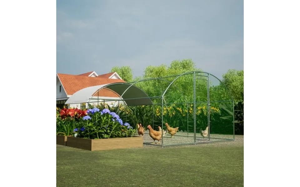 Pefilos 236 Outdoor Metal Chicken Coop With Waterproof And Anti-uv Cover Large Poultry Cage For Backyard Hen House Rabbi