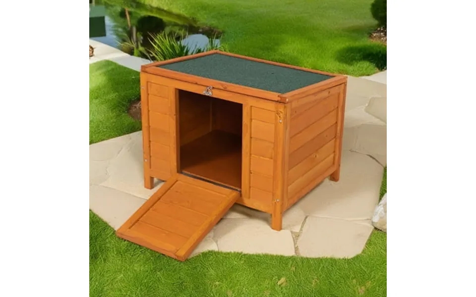 Pefilos 24 Wooden Indoor Rabbit Hutch And Kitty Shelter Condo Outdoor With Ladder Cat House Orange