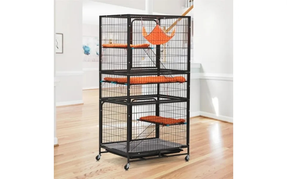 Pefilos 3 Door Iron Pet Cage For All Ferrets And Small Animal Rabbit Hutch Guinea Pig Cage With Universal Wheels Load Ca