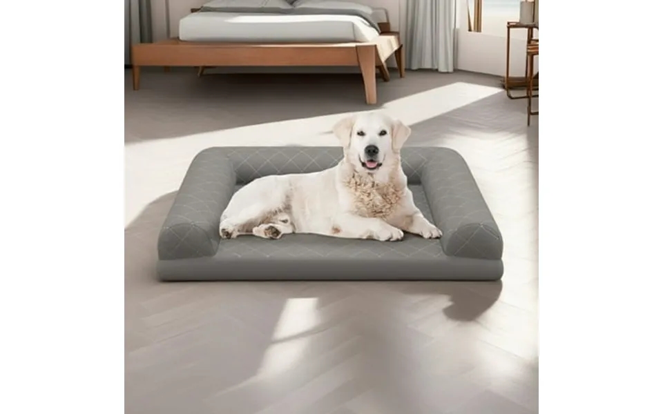Pefilos 36 Pet Dog Crate Bed With 3-side Bolster Dog Bed Sofa Furniture Cat Sofa Beds With Removable Washable Bed Cover