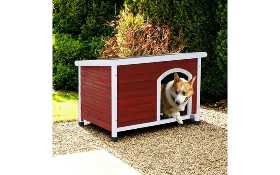 Pefilos 41.5 Width Wooden Dog Houses For Small Medium Large Dogs Outdoor Weatherproof Dog Kennel With Raised Feet Red