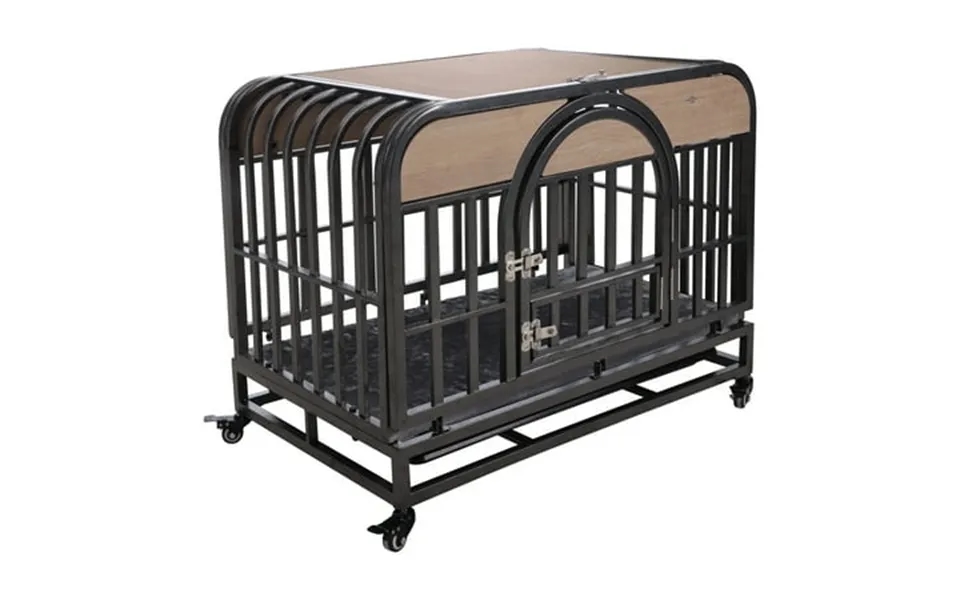 Pefilos 46 Heavy Duty Dog Crate For Large Dogs Furniture Style Dog Cage With Removable Trays And Wheels Dog House For In