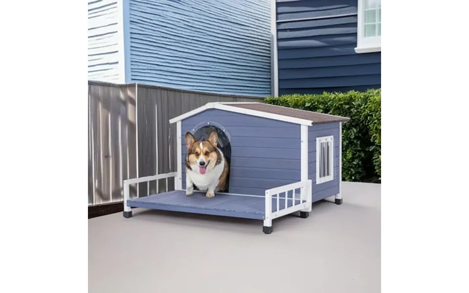 Pefilos 46 Wood Dog Houses For Small And Medium Dogs With Terrace And Open Roof Outdoor Weatherproof Pet Cat House With