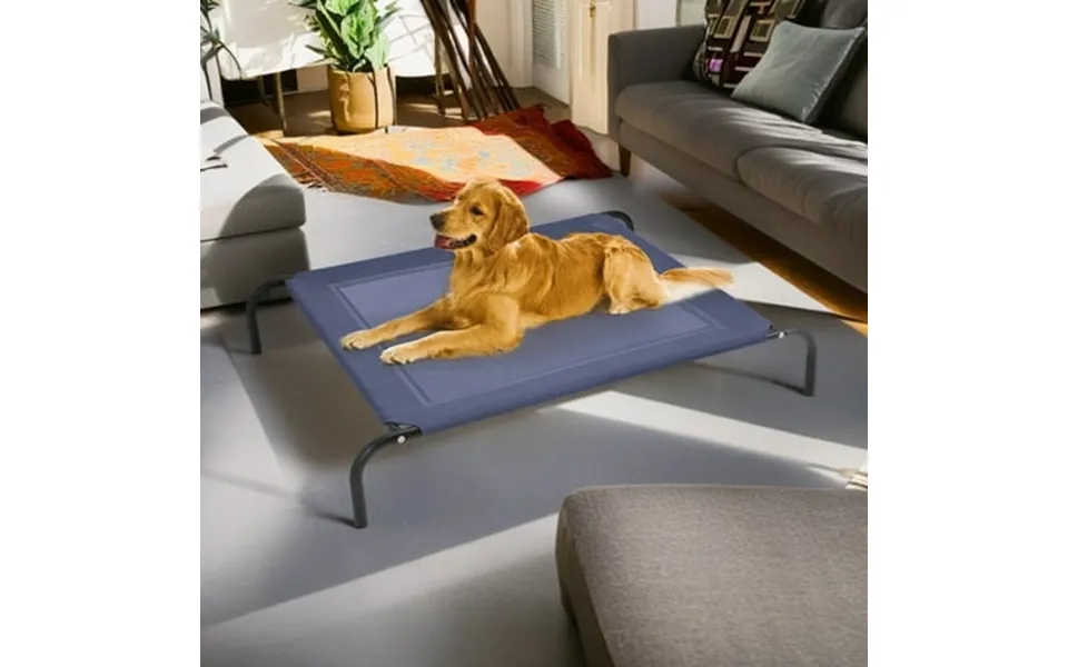 Pefilos 52 Large Steel Frame Elevated Dog Bed Outdoor Original Camping Pet Bed Cot Mat Gray