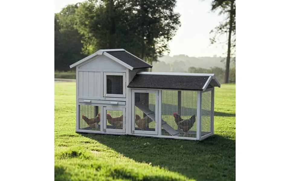 Pefilos 55 Indoor Rabbit Hutch With Trays Outdoor Weatherproof Bunny Cage Pet House With Run Gray