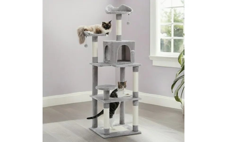 Pefilos 57 4 Levels Platform Cat Tree House Cat Condo For Large Cats With Fully Scratching Posts Cat Tower For Indoor Gr