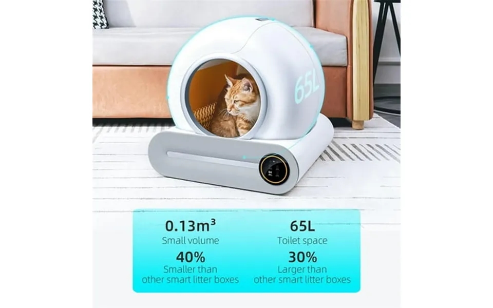 Pefilos 65l Large Capacity Smart Self-cleaning Cat Litter Box App Control Ionic Deodorizer For Multiple Cats Automatic C