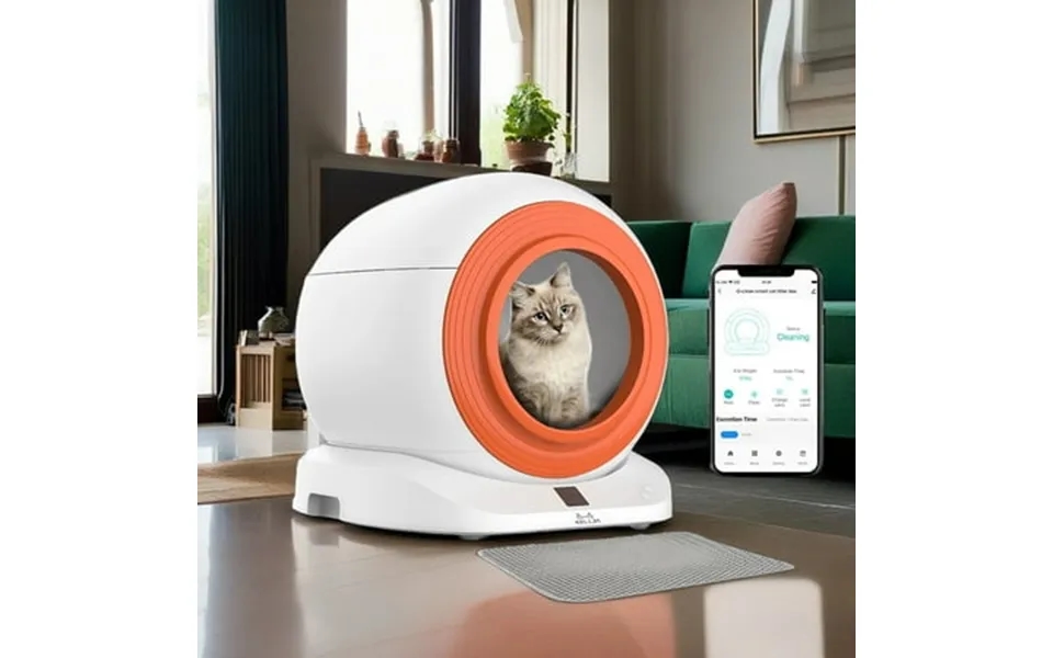 Pefilos 65l Self Cleaning Cat Litter Box For Multiple Cats App Control Odor Removal Automatic Cat Litter Box White