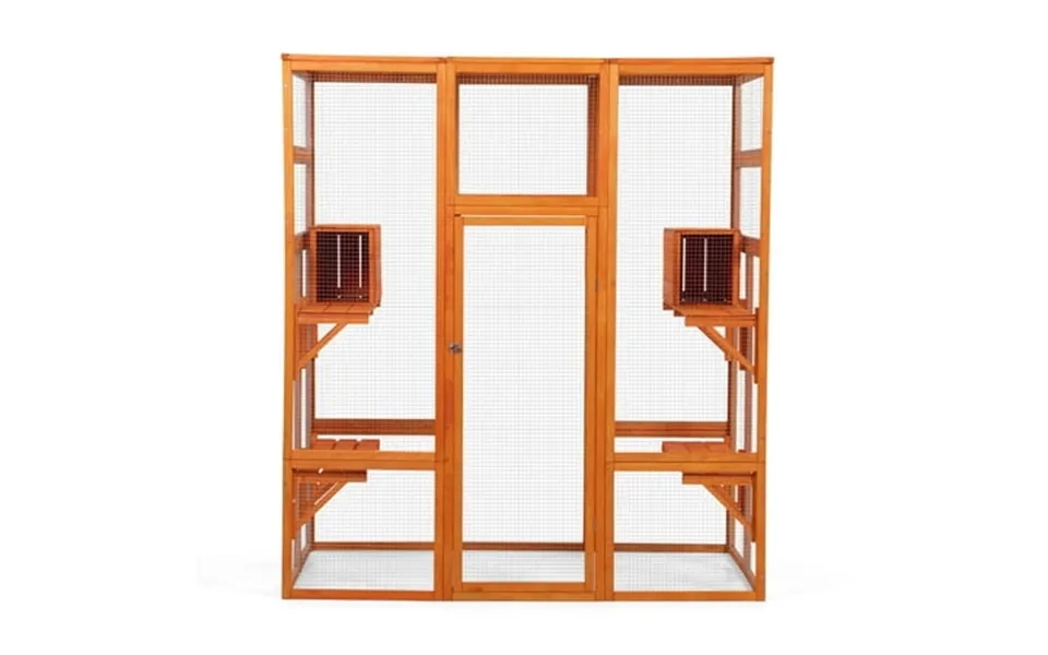 Pefilos 70 Outdoor Cat House For Large Catio Kitty Enclosure Wooden Cat Cage Condo Indoor Playpen With Platforms & Small