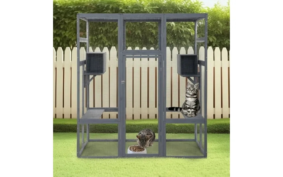 Pefilos 70 Outdoor Cat House For Large Cats Enclosure Wood Cat Cage With Platforms And Small House Kitty Catio Condo Pla