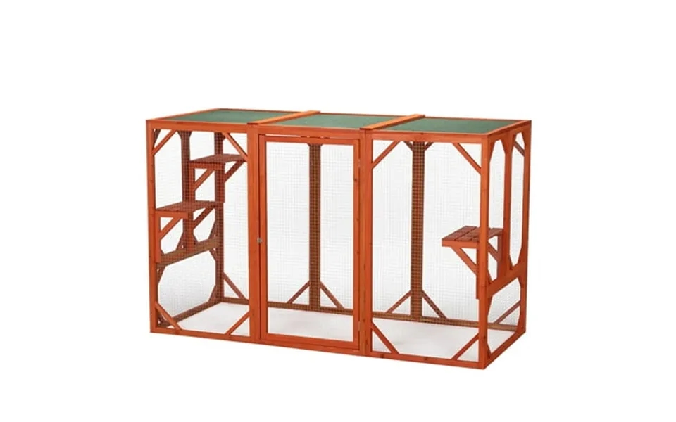 Pefilos 70 Pet Cages For Cats Catio Kitty Enclosure With Large Enter Door Rabbit Hutch Cat House For Outside Wooden Cat